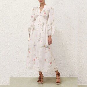 Zimmermann Lucky floral linen lace maxi Dress
